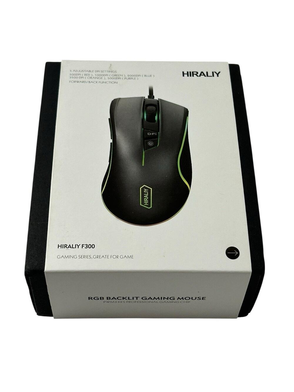 HIRALIY F300 Gaming Mouse Wired RGB Backlit Programmable Buttons 5000 DPI NIB